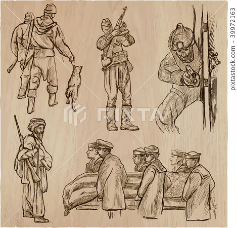 Soldiers, Army - An hand drawn vector pack 39972163