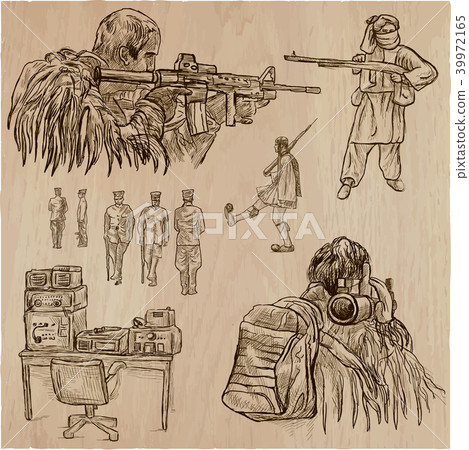 Soldiers, Army - An hand drawn vector pack Soldiers, Army - An hand drawn vector pack 39972165