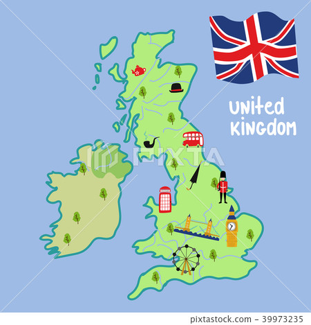 vector map of UK, england symbols vector map of UK, england symbols 39973235