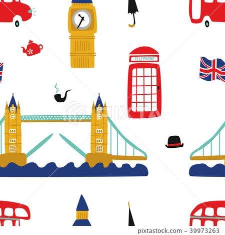 vector british london symbols seamless pattern 39973263