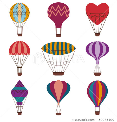 Hot air Balloons Colorful Icon Set Hot air Balloons Colorful Icon Set 39973509