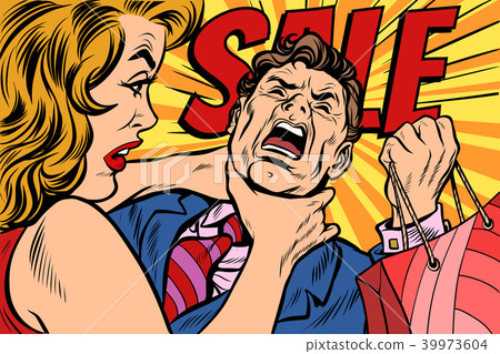 Wife strangles husband, shopping and sales Wife strangles husband, shopping and sales 39973604