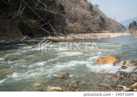 A river that flows through the Hubei region of Shiga prefecture, the Yogo River in early spring 39973804