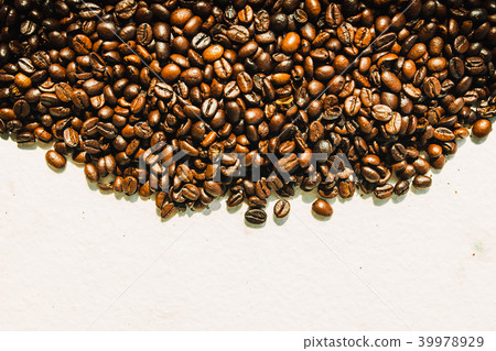 Brown coffee beans and seed Brown coffee beans and seed 39978929