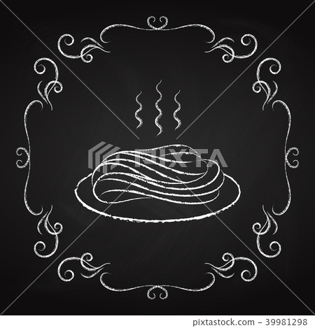 Pasta, icon drawn chalk on a blackboard 39981298