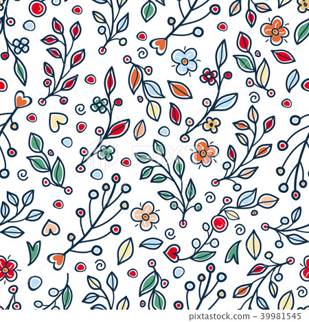 Flower and grass. Seamless pattern Flower and grass. Seamless pattern 39981545