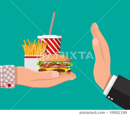 Man refuses take fast food with hand gesture 39982199