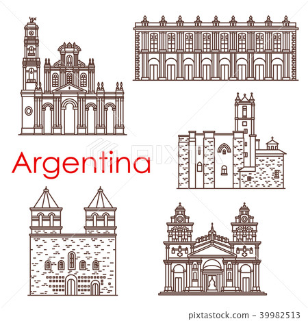 Argentina landmarks vector famous buildings icons 39982513