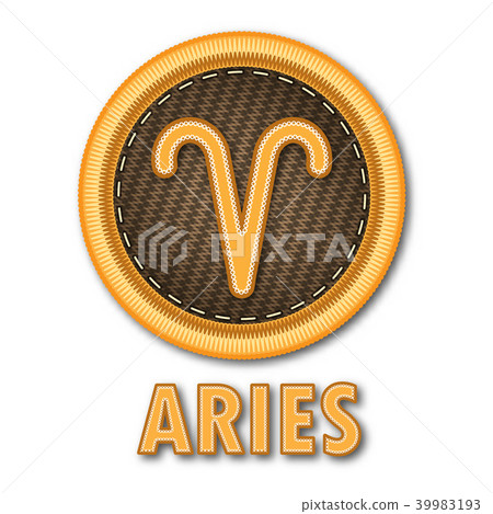 Embroidered patch work of Aries zodiac sign Embroidered patch work of Aries zodiac sign 39983193
