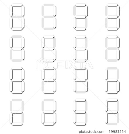 White Digital number set of seven segment type White Digital number set of seven segment type 39983234