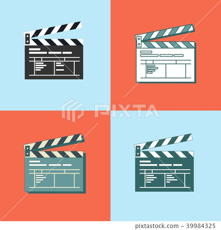 Set of Simple clapper board icon in flat style. 39984325