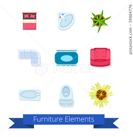 Furniture Elements Icons on Vector Illustration Furniture Elements Icons on Vector Illustration 39984776