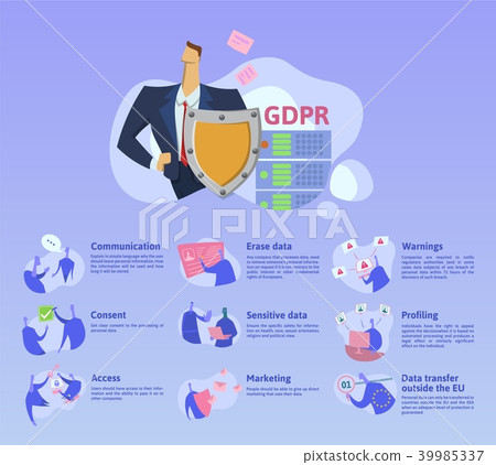 GDPR concept illustration. General Data Protection Regulation. The protection of personal data GDPR concept illustration. General Data Protection Regulation. The protection of personal data 39985337