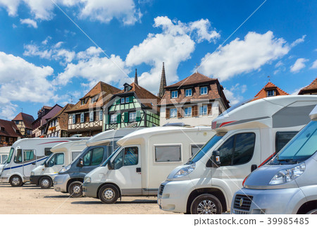 Close up motorhomes parked in a row 39985485