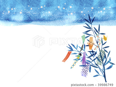 七夕背景框架水彩插圖 插圖素材 圖庫