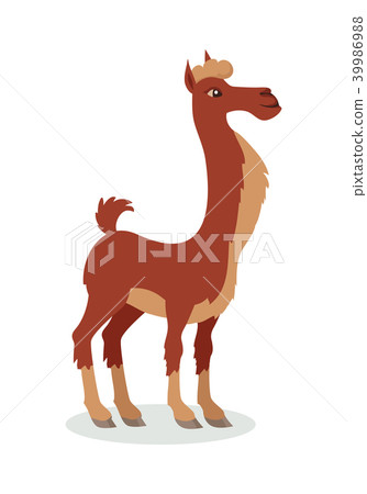Llama Cartoon Icon in Flat Design 39986988