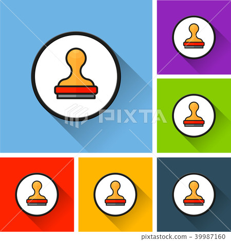 stamp icons with long shadow - Stock Illustration [39987160] - PIXTA