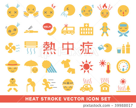 中暑症狀,預防,措施圖標集 中暑症狀,預防,措施圖標集 39988017