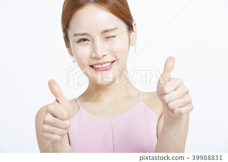 Female portrait series hand sign 39988831