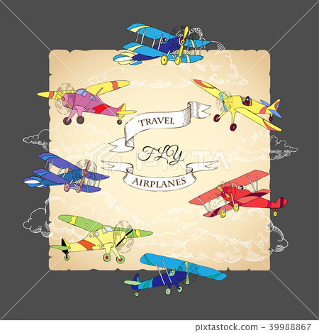 Background with Colored Airplanes 39988867