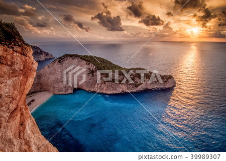 Sunset at the shipwreck at Navagio Zakynthos 39989307