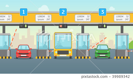 Cartoon Pay Road Toll Card Poster. Vector 39989342