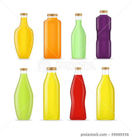 Realistic Detailed 3d Different Types Juice Bottle Glass Set. Vector Realistic Detailed 3d Different Types Juice Bottle Glass Set. Vector 39989356