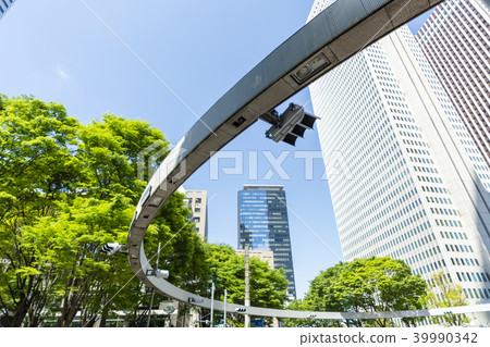 Round traffic lights and empty space Round traffic lights and empty space 39990342