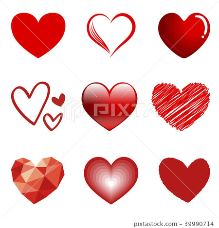 9 Hearts Style Vector Set iSolated on White. 9 Hearts Style Vector Set iSolated on White. 39990714