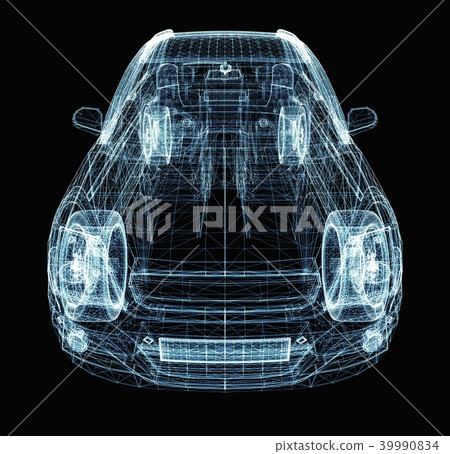 Abstract car consisting of luminous lines and dots - Stock Illustration ...
