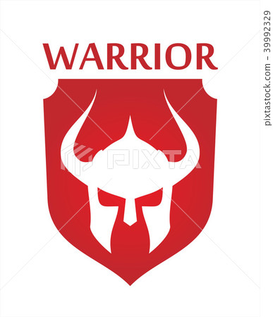 warrior. knight. barbarian on red shield warrior. knight. barbarian on red shield 39992329