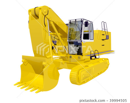 Yellow excavator isolated on white background 39994505
