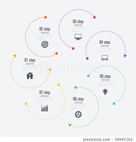 Infographics template 7 options with circle 39995162
