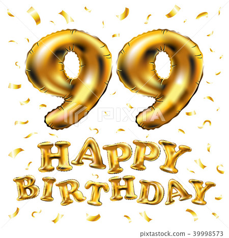 vector happy birthday 99 celebration gold balloons 39998573