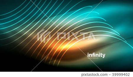 Abstract wave on dark background, shiny glowing neon digital background template Abstract wave on dark background, shiny glowing neon digital background template 39999402