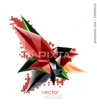 Color glass crystals on white background, geometric abstract composition with glass gemstones and 39999528