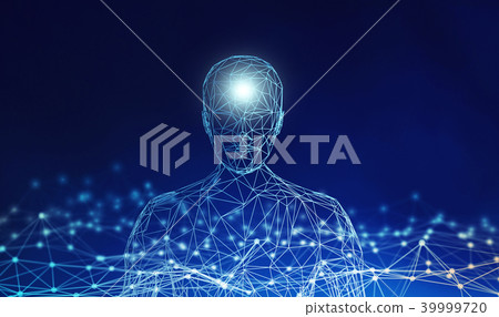 Human. Wireframe model with connection lines Human. Wireframe model with connection lines 39999720