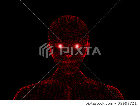 Red evil. Wireframe model with connection lines-插圖素材 [39999721] - PIXTA圖庫