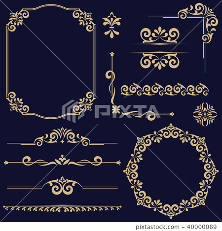Vintage Set. Floral elements for design monograms Vintage Set. Floral elements for design monograms 40000089