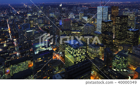 Aerial of downtown Toronto city center at night Aerial of downtown Toronto city center at night 40000349