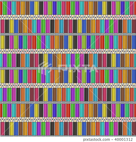 Pattern with bright rows of cartoon color pencils 40001312