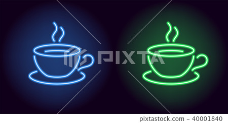 Neon cup and saucer in blue and green color Neon cup and saucer in blue and green color 40001840