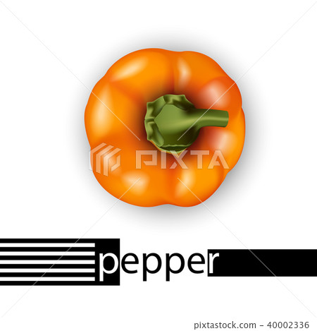 3d realistic orange bell pepper top view. 3d realistic orange bell pepper top view. 40002336
