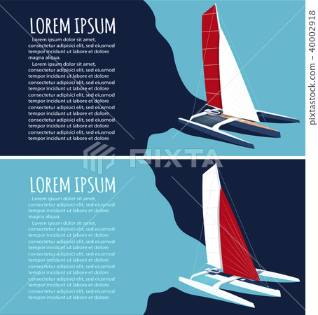 Yacht club flyers design with sport trimaran Yacht club flyers design with sport trimaran 40002918