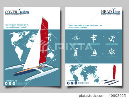 Yacht club flyers design with sport trimaran Yacht club flyers design with sport trimaran 40002925