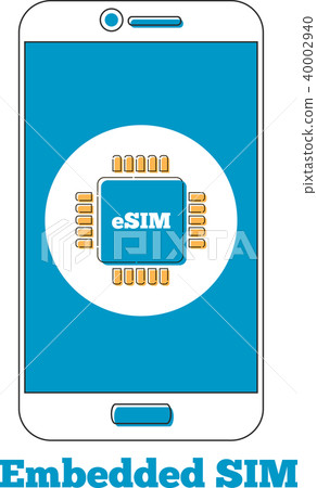 eSIM card chip sign on smartphone screen 40002940