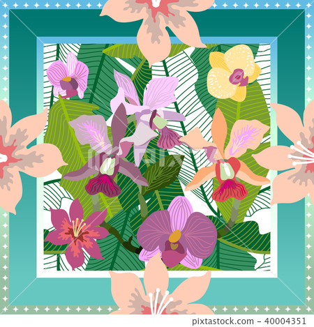 Blue summer tropical garden. Blue summer tropical garden. 40004351