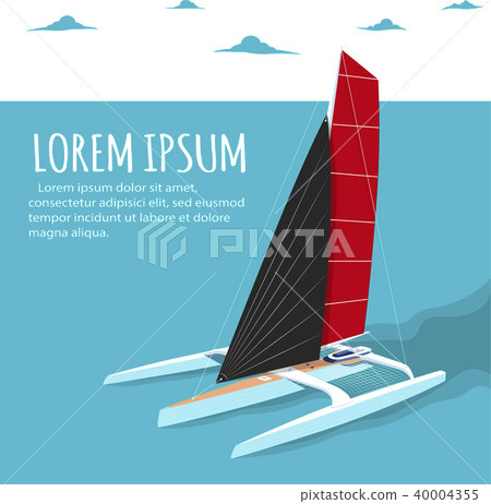 Yacht club banner design with sport trimaran Yacht club banner design with sport trimaran 40004355
