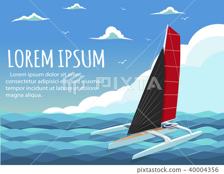 Yacht club banner design with sport trimaran 40004356