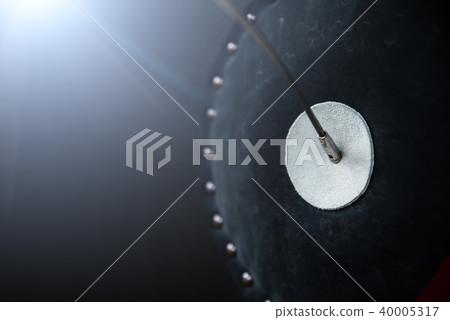 Close up fencing sword hitting the target. 40005317